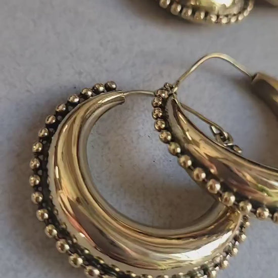 Chunky Brass Hoop Earrings: Lightweight Boho Style