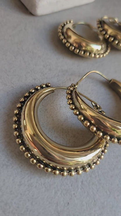 Brass chunky lightweight hoops  / Small hoops / Large earrings  /  Gypsy  /  Bohemian  /  Boho  /  Ethnic hoops