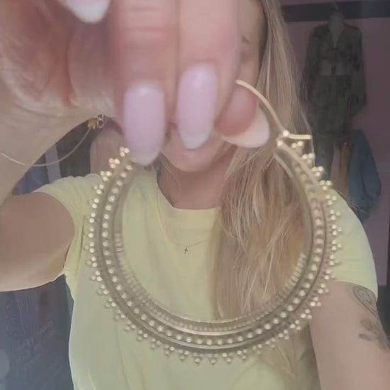 Extra Large Golden Brass Hoop Earrings: Statement Jewelry