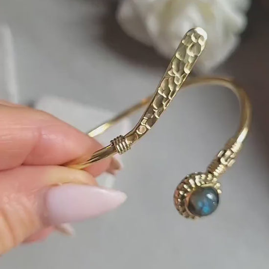 Raw Brass Hammered bracelet – Adjustable Boho Bangle – Statement Jewellery / Gift for Her