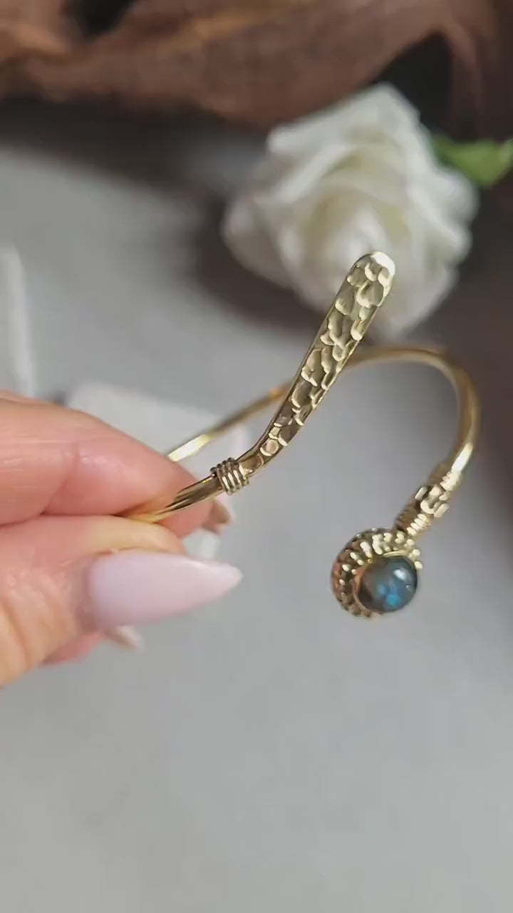 Raw Brass Hammered bracelet – Adjustable Boho Bangle – Statement Jewellery / Gift for Her