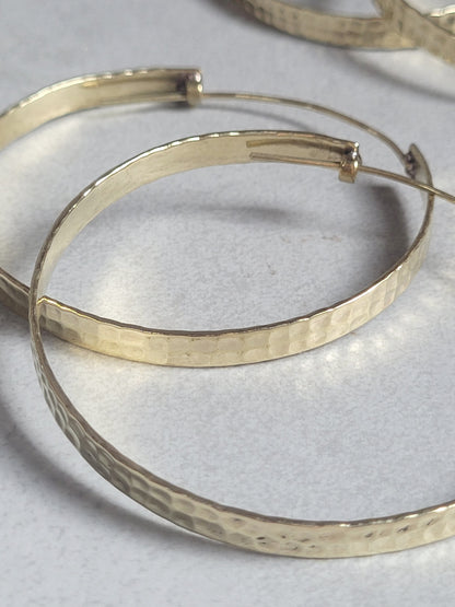 Brass hammered hoops / Hoop earrings / Small hoops / Large hoops / Hippie / Unique / Hoops / Gold / Golden jewellery / Boho