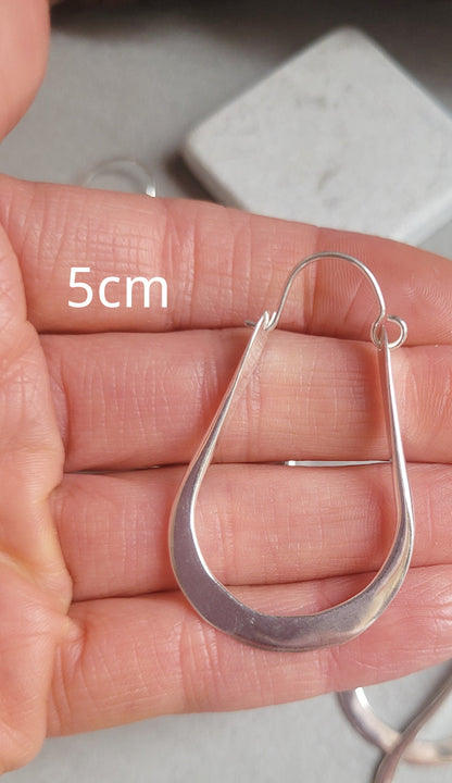 silver hoops / Hammered hoops / Teardrop earrings / Small hoops / Large hoops / Simple design / Gift