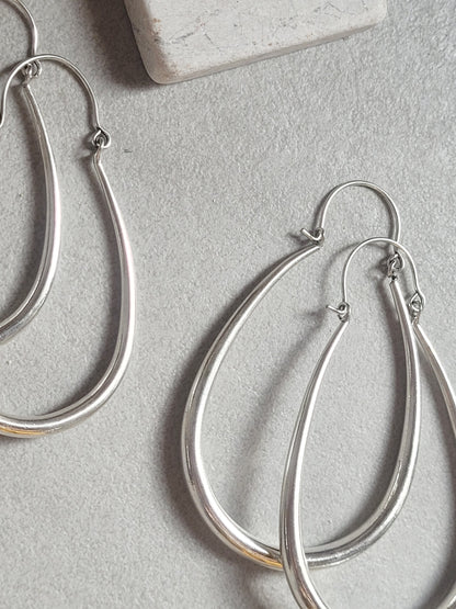 Silver hoop earrings / Small hoops / Large hoops / Lightweight hoops / Teardrop earrings / Ethnic / Pretty / Elegant / Ethnic