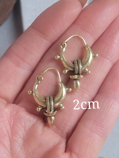 Brass chunky lightweight hoops  / Small hoops / Large earrings  /  Gypsy  /  Bohemian  /  Boho  /  Ethnic hoops  / Tribal / Minimal