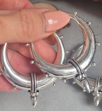 Silver chunky lightweight hoops  / Big hoops / Large earrings  /  Gypsy  /  Bohemian  /  Boho  /  Ethnic hoops  / Tribal