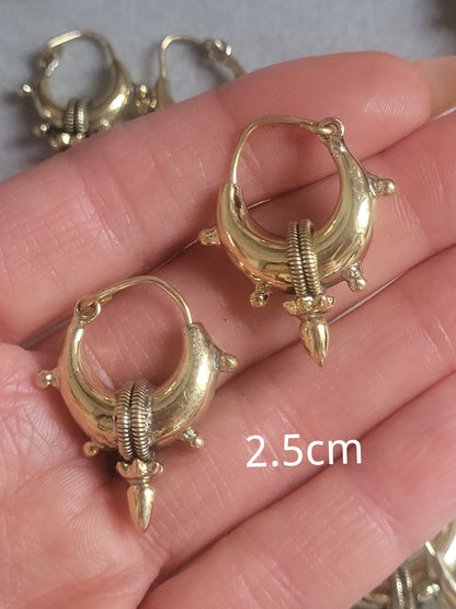 Brass chunky lightweight hoops  / Small hoops / Large earrings  /  Gypsy  /  Bohemian  /  Boho  /  Ethnic hoops  / Tribal / Minimal