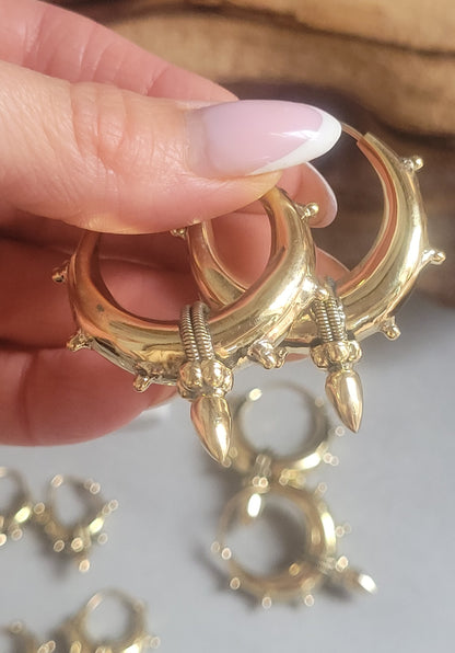 Brass chunky lightweight hoops  / Small hoops / Large earrings  /  Gypsy  /  Bohemian  /  Boho  /  Ethnic hoops  / Tribal / Minimal