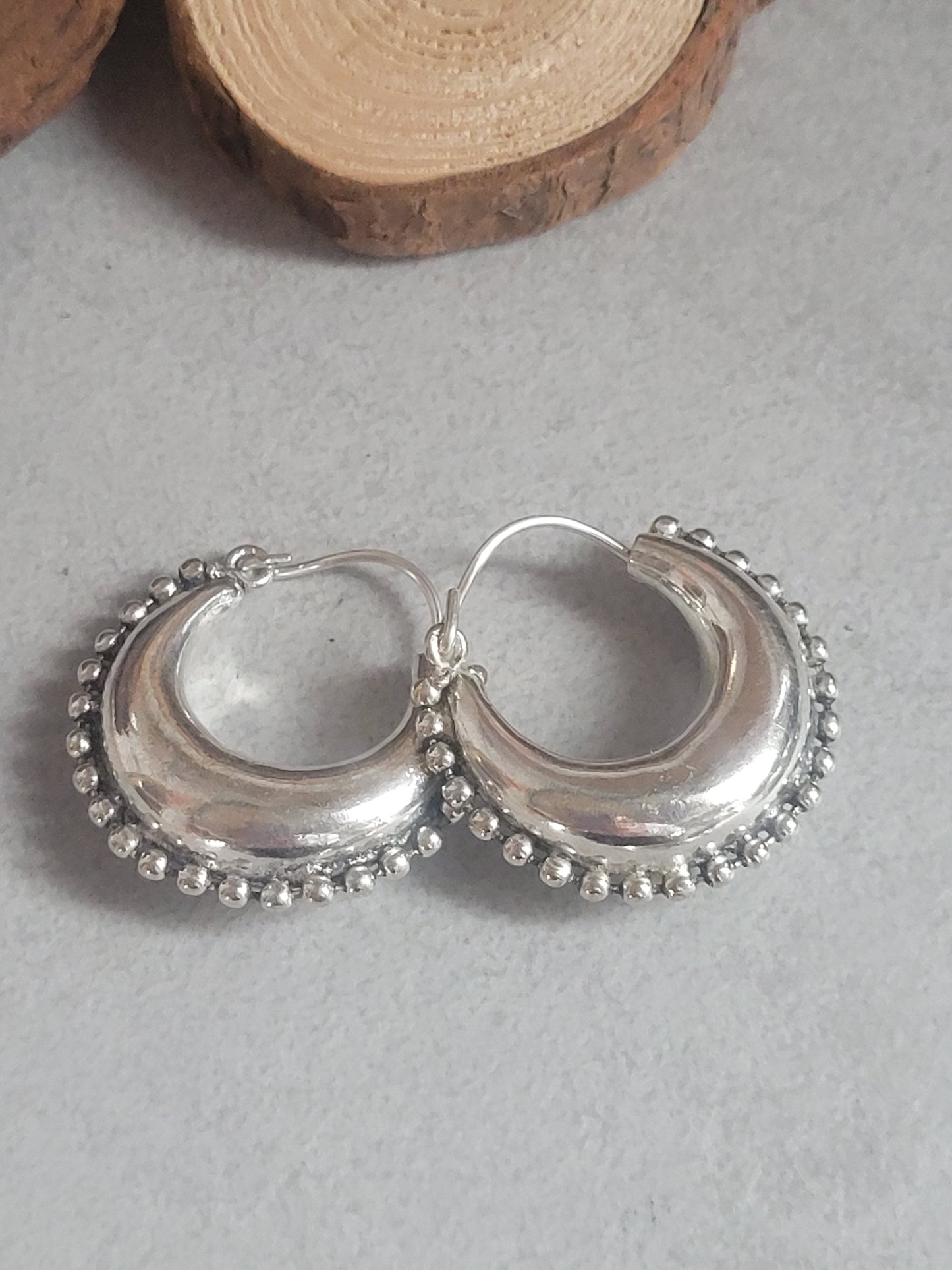 Silver chunky lightweight hoops  / Small hoops / Large earrings  /  Gypsy  /  Bohemian  /  Boho  /  Ethnic hoops
