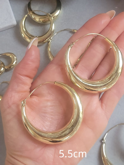 Brass hoop earrings / Classic hoops / Chunky earrings/ Simple jewellery / Unique / Hippie / Free shipping