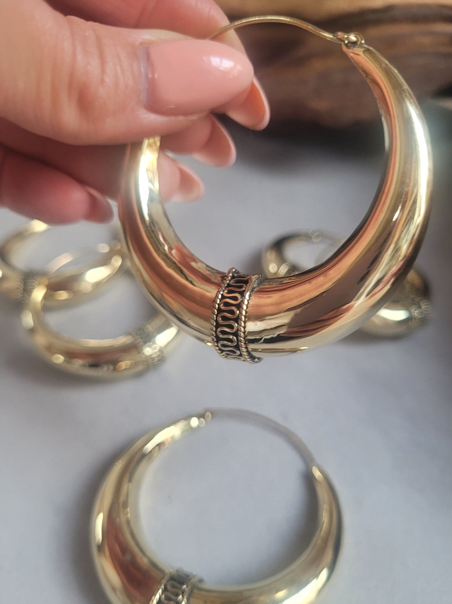 Golden hoops / Large hoops / Detailed hoops / Gypsy  / Boho / Tribal  / Ethnic  / Golden jewellery  / Bohemian / Brass hoops / Bali hoops