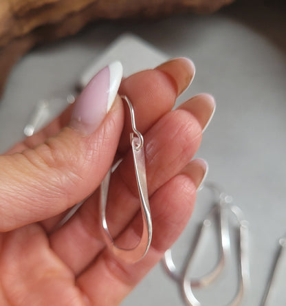 silver hoops / Hammered hoops / Teardrop earrings / Small hoops / Large hoops / Simple design / Gift