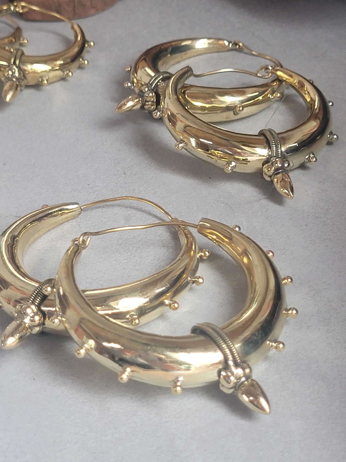 Brass chunky lightweight hoops  / Big hoops / Large earrings  /  Gypsy  /  Bohemian  /  Boho  /  Ethnic hoops  / Tribal / Minimal