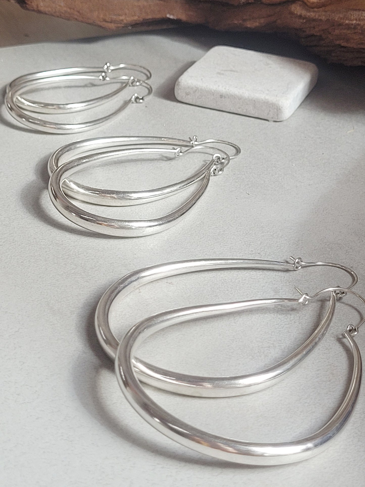 Silver hoop earrings / Small hoops / Large hoops / Lightweight hoops / Teardrop earrings / Ethnic / Pretty / Elegant / Ethnic