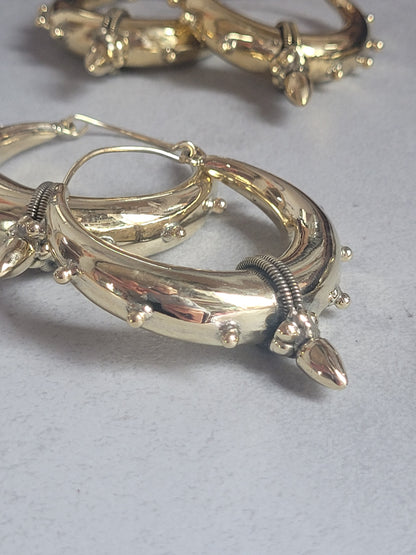 Brass chunky lightweight hoops  / Big hoops / Large earrings  /  Gypsy  /  Bohemian  /  Boho  /  Ethnic hoops  / Tribal / Minimal