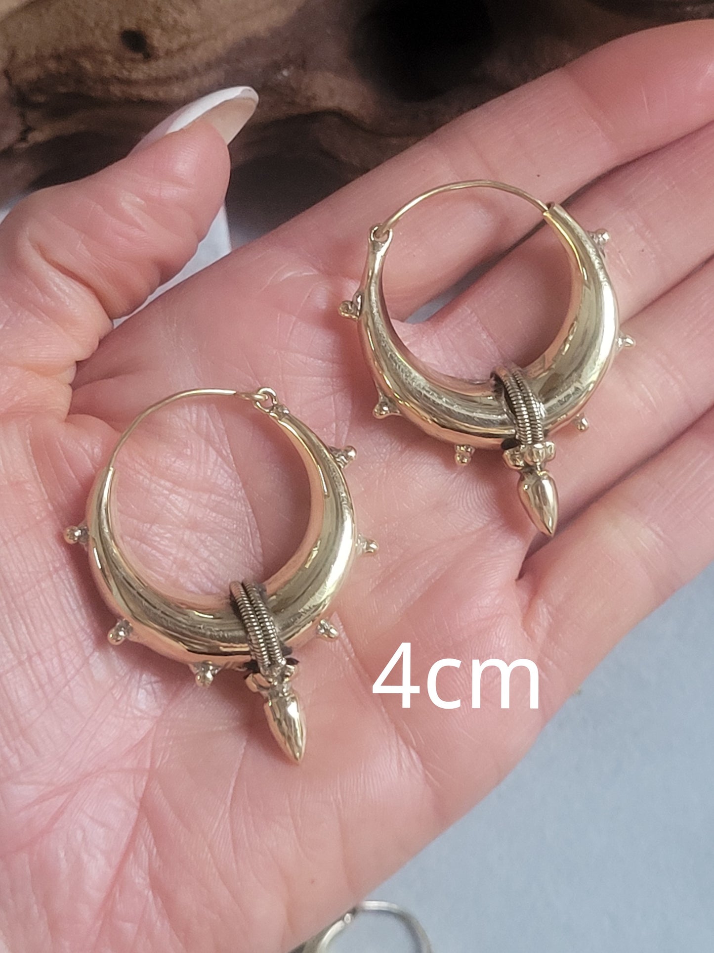 Brass chunky lightweight hoops  / Small hoops / Large earrings  /  Gypsy  /  Bohemian  /  Boho  /  Ethnic hoops  / Tribal / Minimal