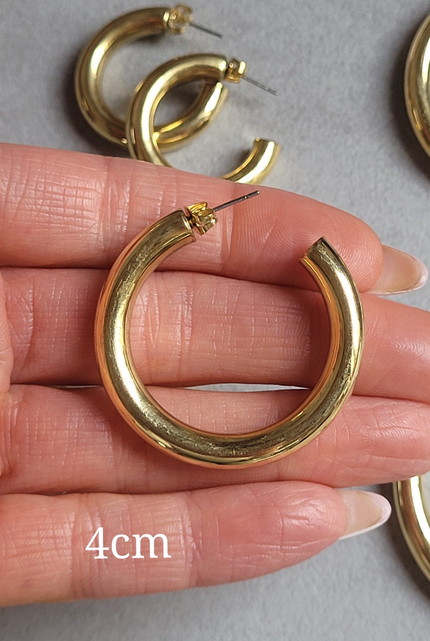 Chunky golden hoops / Brass hoops / Thick hoops / Small hoops / Large hoops / Simple earrings / Lightweight earrings / Free UK shipping