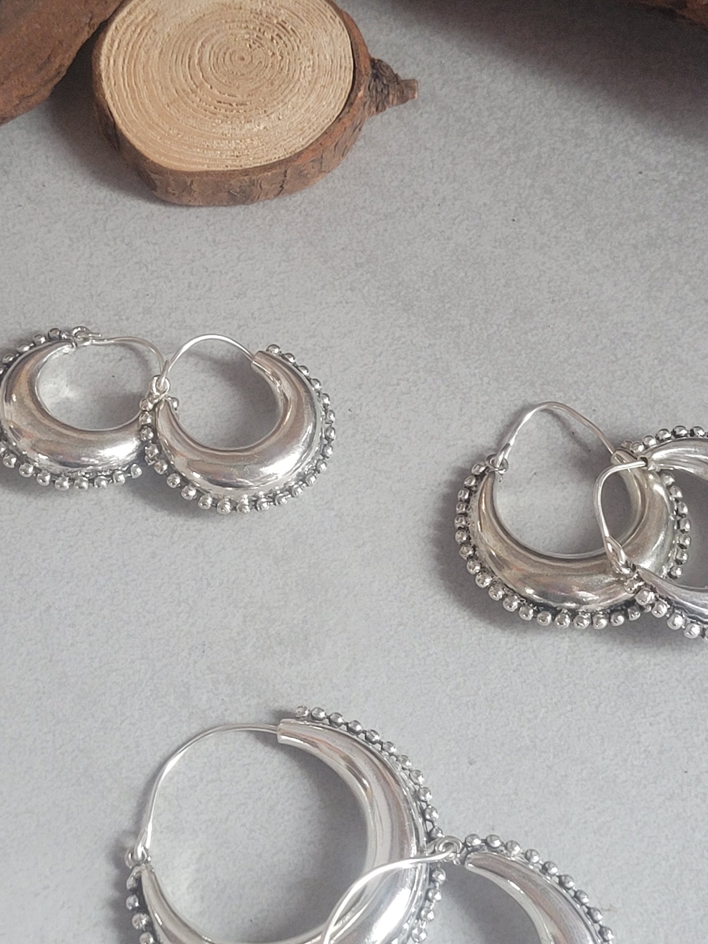 Silver chunky lightweight hoops  / Small hoops / Large earrings  /  Gypsy  /  Bohemian  /  Boho  /  Ethnic hoops