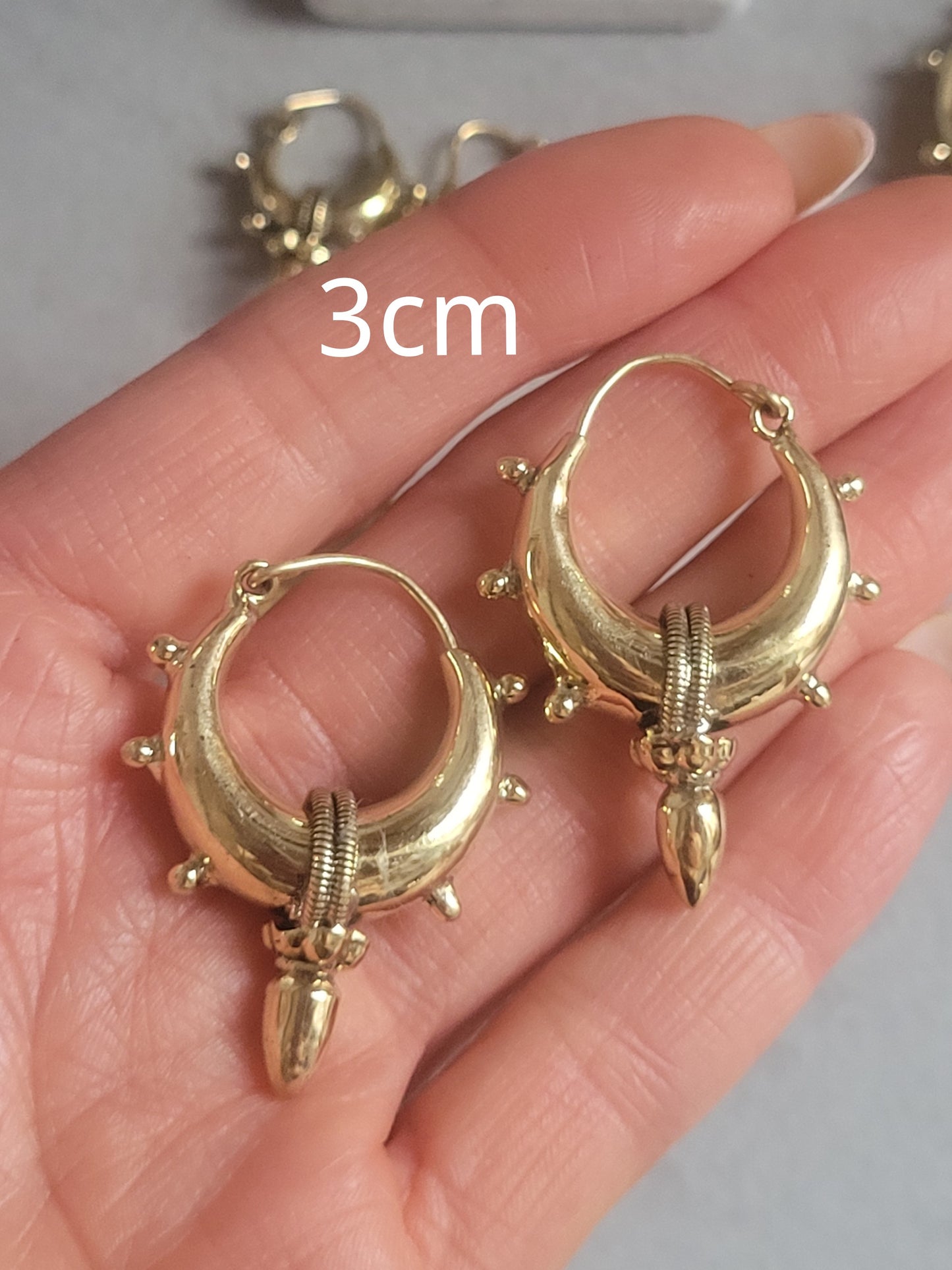 Brass chunky lightweight hoops  / Small hoops / Large earrings  /  Gypsy  /  Bohemian  /  Boho  /  Ethnic hoops  / Tribal / Minimal