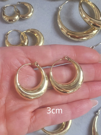 Brass hoop earrings / Classic hoops / Chunky earrings/ Simple jewellery / Unique / Hippie / Free shipping