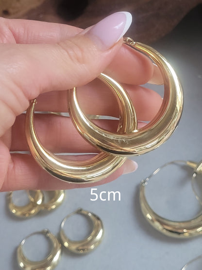 Brass hoop earrings / Classic hoops / Chunky earrings/ Simple jewellery / Unique / Hippie / Free shipping