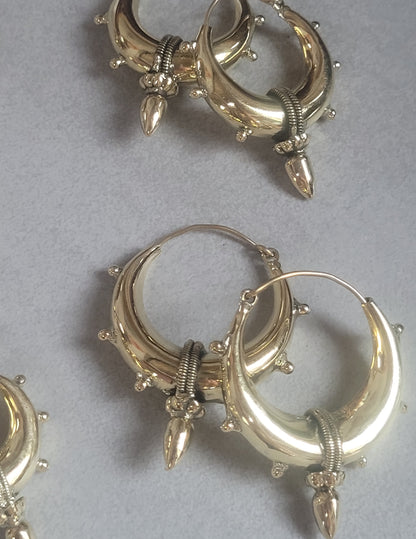 Brass chunky lightweight hoops  / Small hoops / Large earrings  /  Gypsy  /  Bohemian  /  Boho  /  Ethnic hoops  / Tribal / Minimal