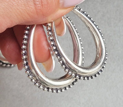 Silver hoops / Chunky hoops / Silver earrings / Gift / Bohemian / Small hoops / Large hoops / Hippie / Pretty