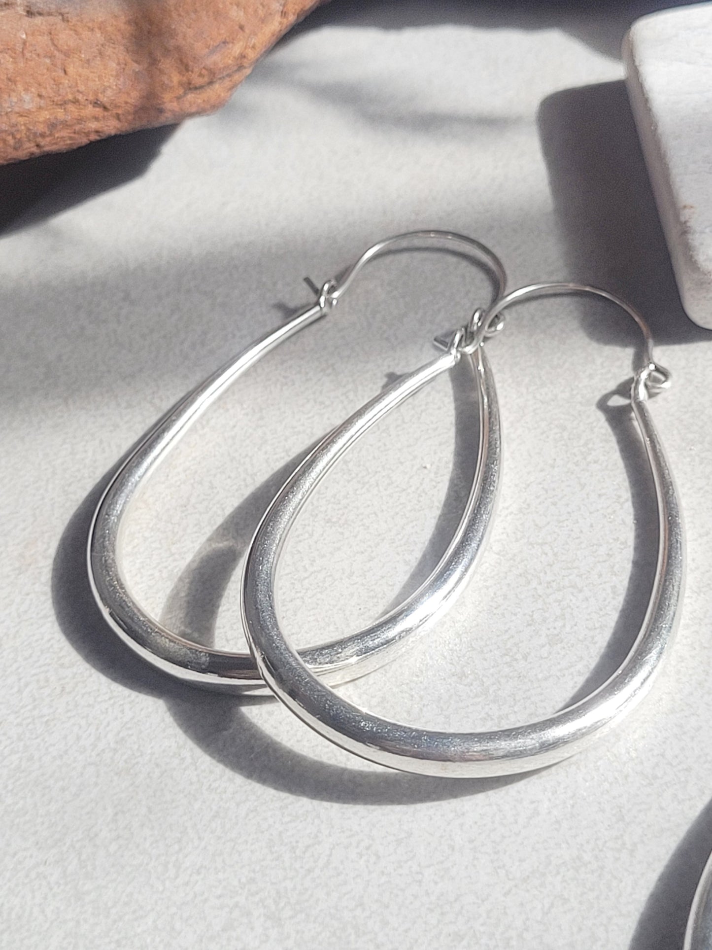 Silver hoop earrings / Small hoops / Large hoops / Lightweight hoops / Teardrop earrings / Ethnic / Pretty / Elegant / Ethnic