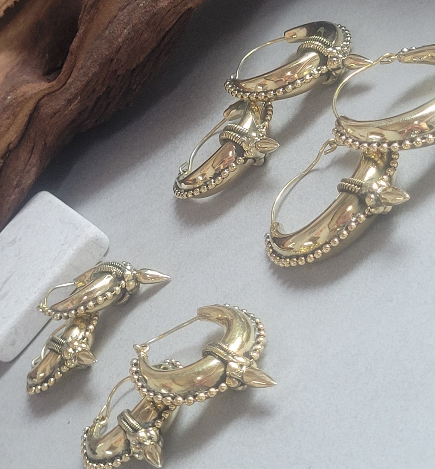 Golden hoops / Large hoops / Brass hoops / Chunky hoops/ Gift / Unique/ Ethnic style / gold /