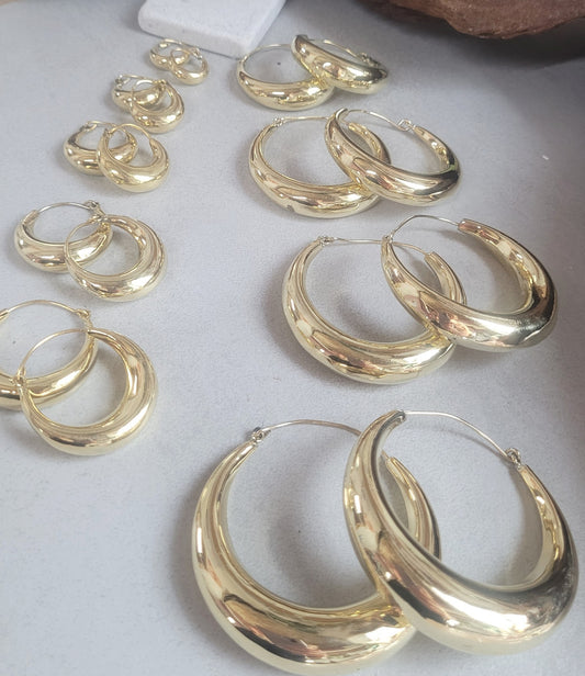 Brass hoop earrings / Classic hoops / Chunky earrings/ Simple jewellery / Unique / Hippie / Free shipping