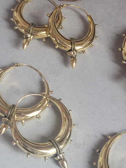 Brass chunky lightweight hoops  / Big hoops / Large earrings  /  Gypsy  /  Bohemian  /  Boho  /  Ethnic hoops  / Tribal / Minimal