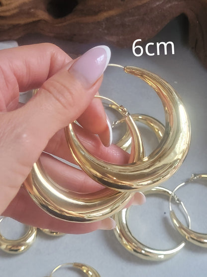 Brass hoop earrings / Classic hoops / Chunky earrings/ Simple jewellery / Unique / Hippie / Free shipping